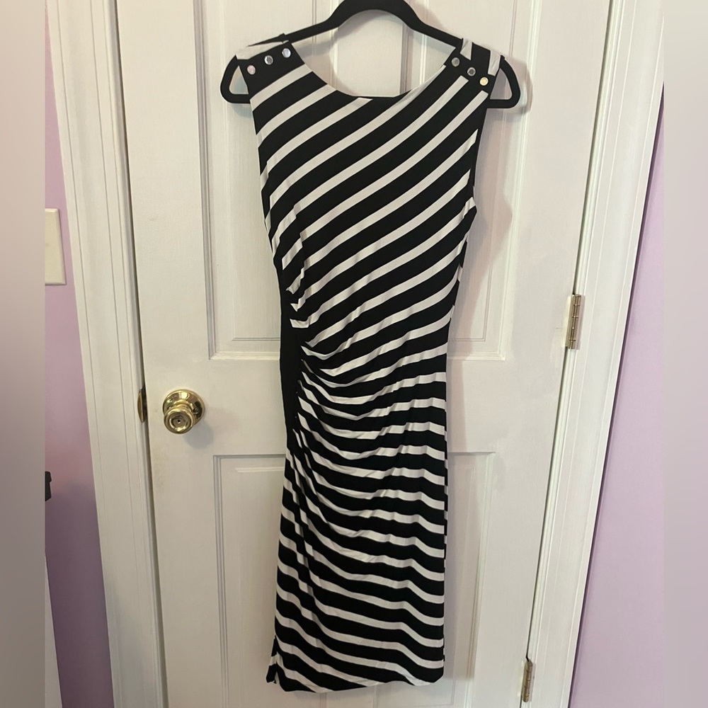 White House Black Market Black & White Striped Dress - Size 8